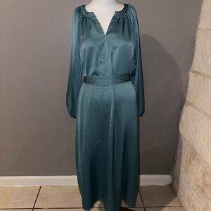 Chic Long Sleeve Teal Dress